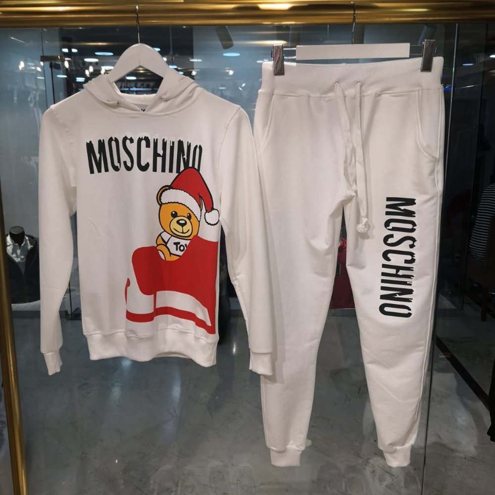MOSCHINO men's white color tracksuit bear printed - Picture 1 of 1